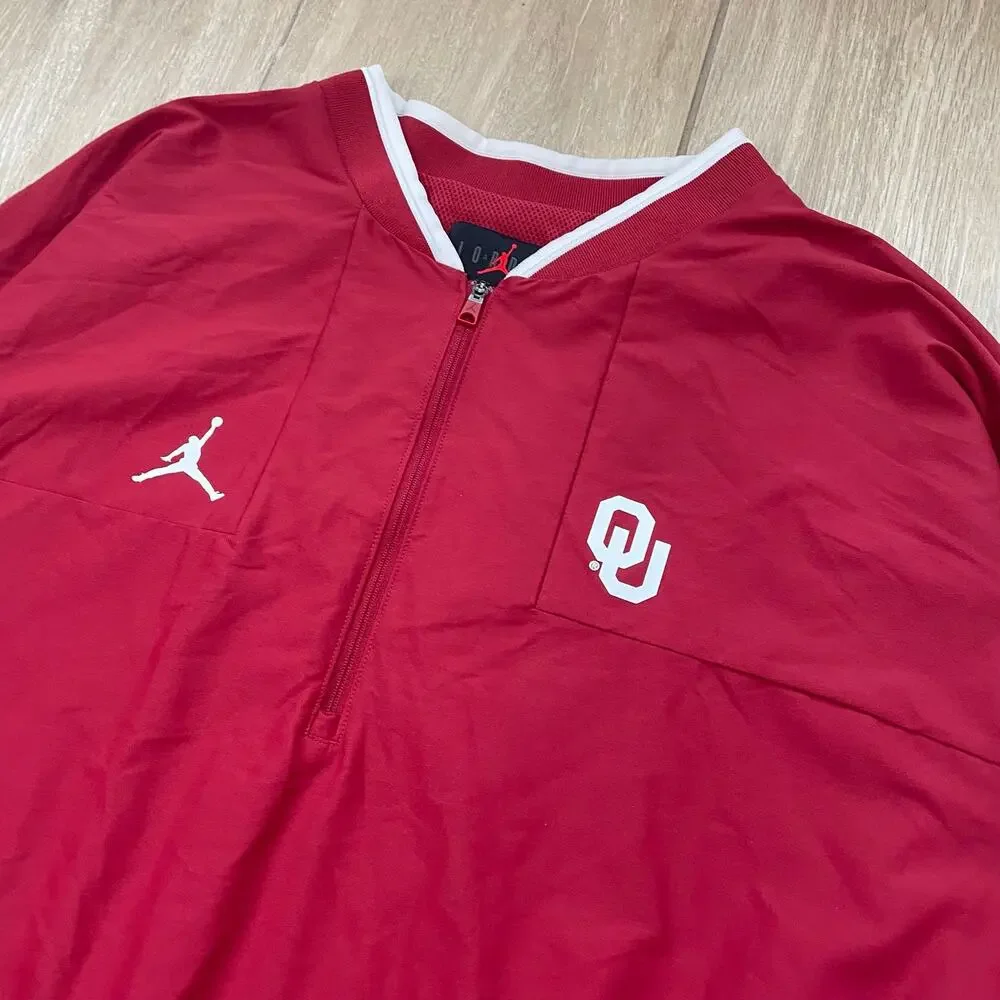 Jordan Oklahoma Sooners Jacket Mens XL Crimson Half Zip Coach Sideline OU